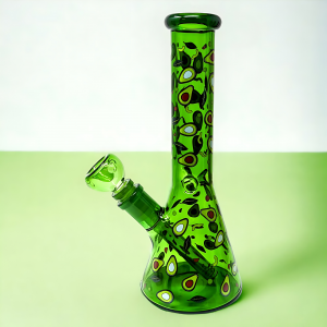 12" 5mm Color Tube 'Green Goodness' Decal Art Beaker Water Pipe - [BB995]